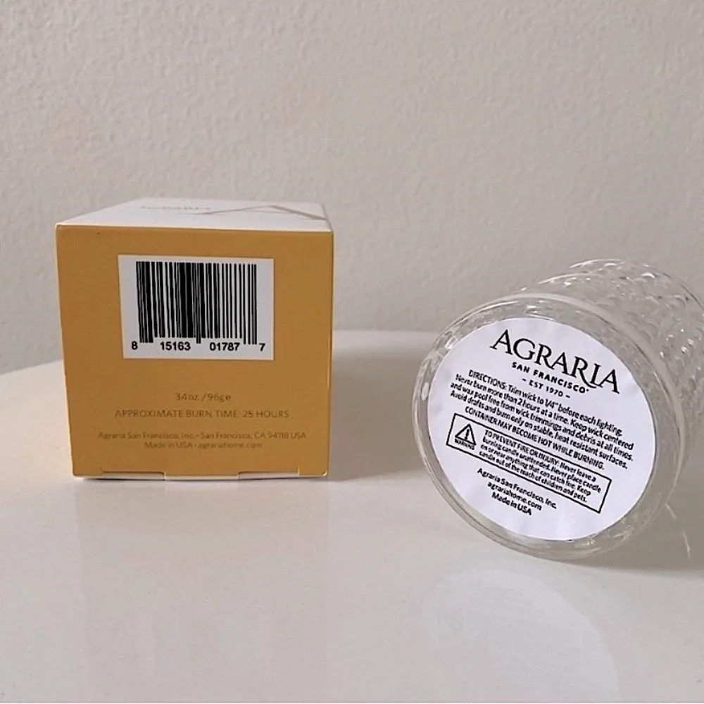 AGRARIA RIVIERA PEAR LUXURY HOME FRAGRANCE CANDLE White 3.4 oz